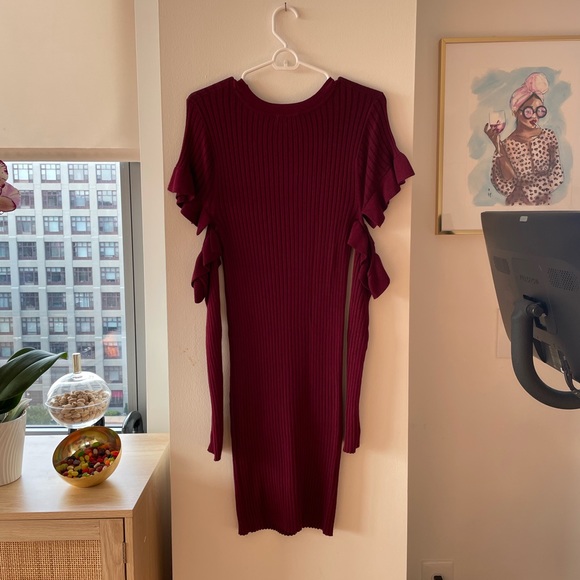 ASOS maroon sweater dress w/ cut out sleeves - Picture 6 of 6